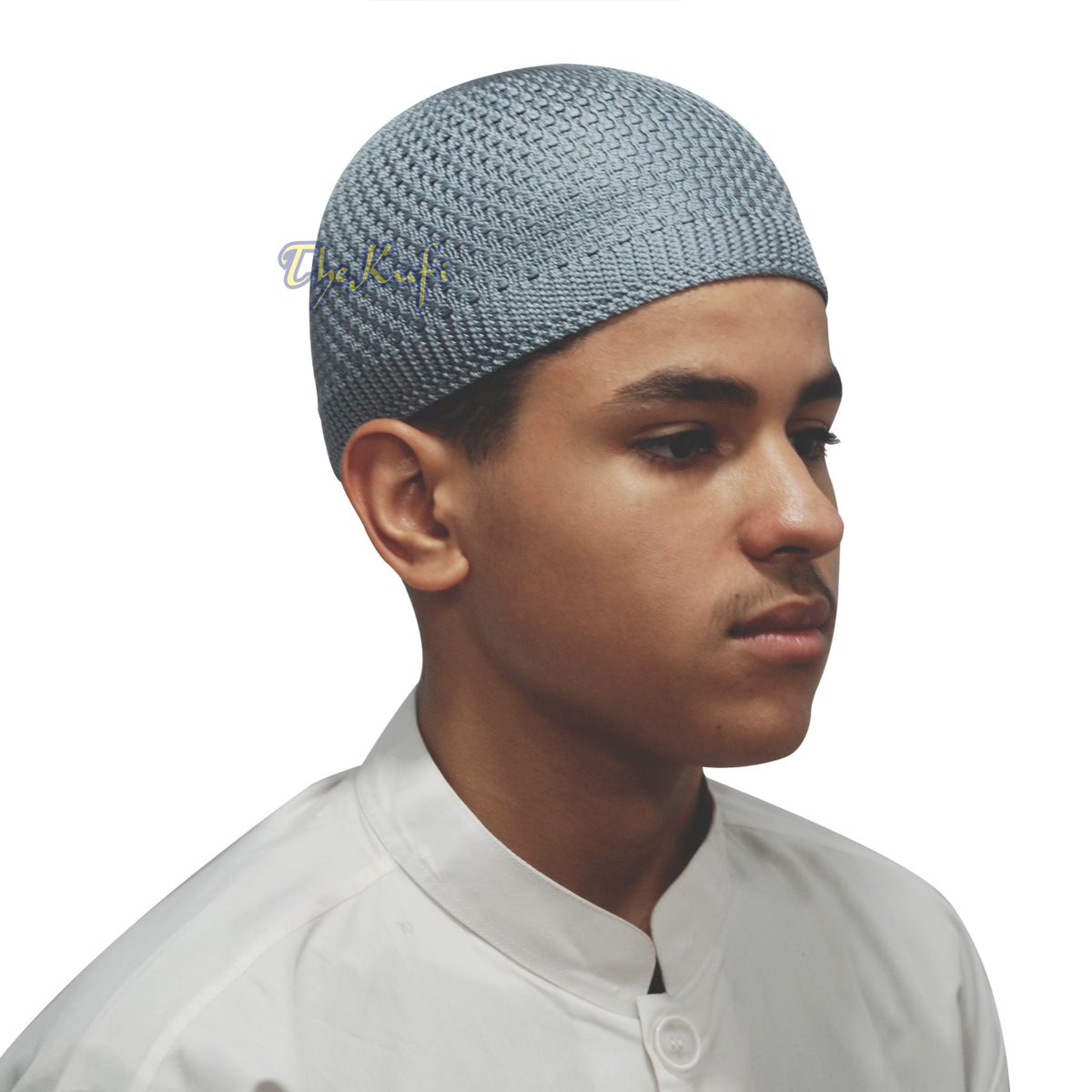 Gray Open-Weave Stretchy 100% Nylon Kufi Skull Caps