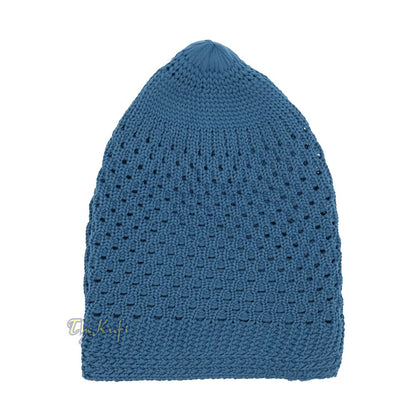 Indigo Blue Open-Weave Stretchable 100% Nylon Kufi Skull Cap
