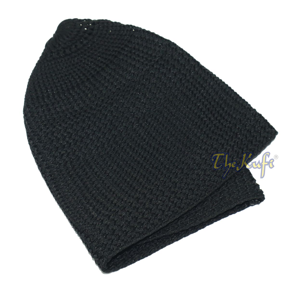 Black Skull Cap 100% Nylon Head Cover Kufi Knitted Vertical Lines Taqiya X-SM to 4x