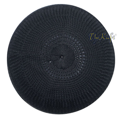 Black Skull Cap 100% Nylon Head Cover Kufi Knitted Vertical Lines Taqiya X-SM to 4x
