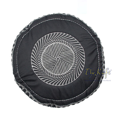 Black Quilted Hat with Silver Embroidery