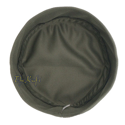 Army Green and Dark Green Madun Vented Top Pliable Two-Color Round Kufi Hat
