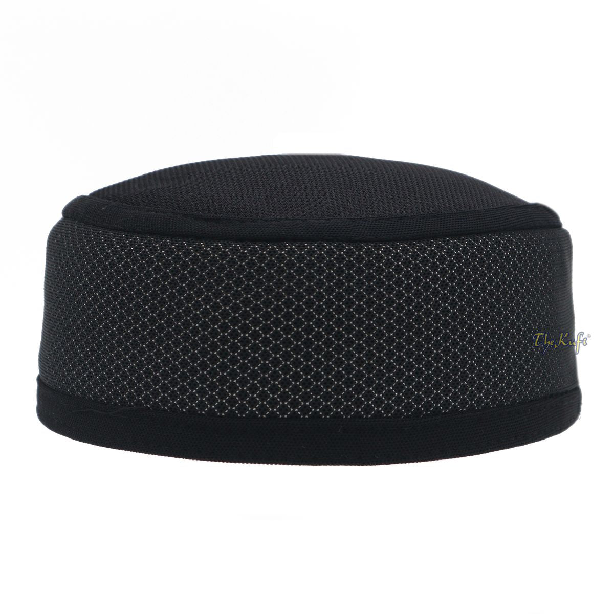 Black and Silver Madun Vented Top Pliable Two-Color Round Kufi Hat