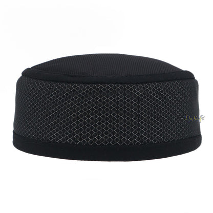 Black and Silver Madun Vented Top Pliable Two-Color Round Kufi Hat
