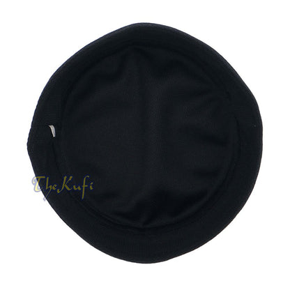 Black and Silver Madun Vented Top Pliable Two-Color Round Kufi Hat