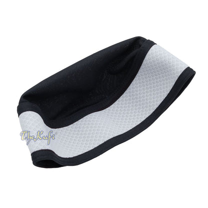 Black with White Madun Vented Top Pliable Two-Color Round Kufi Hat