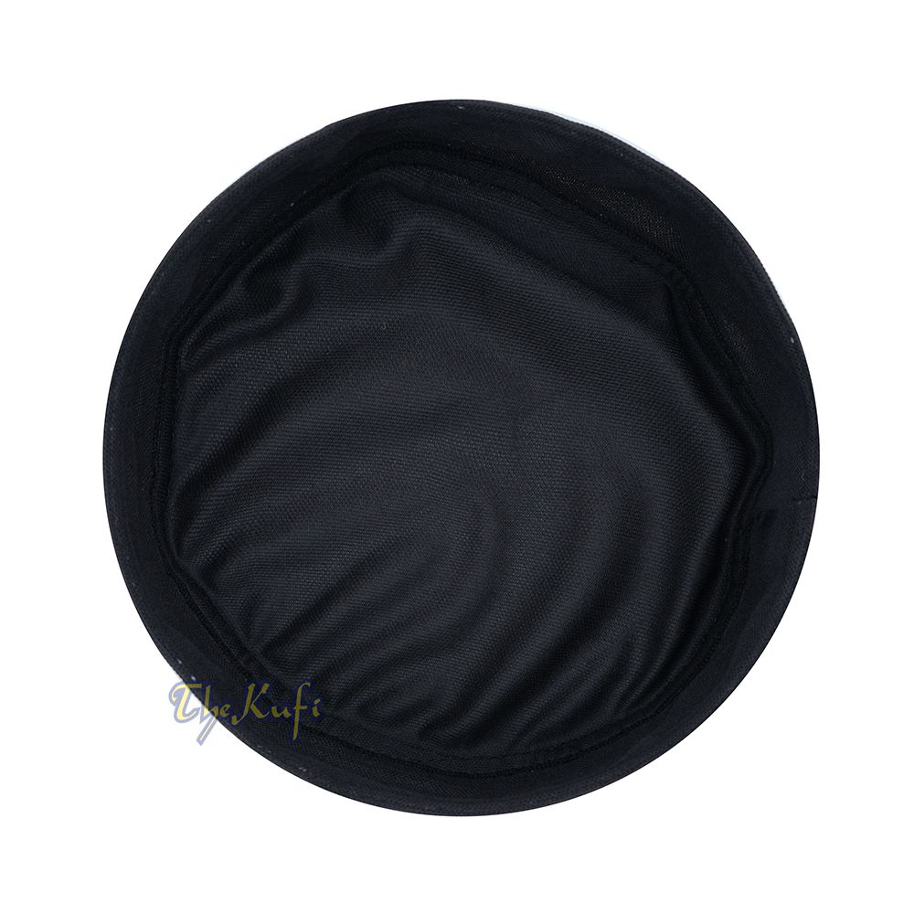 Black with White Madun Vented Top Pliable Two-Color Round Kufi Hat