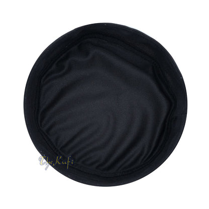 Black with White Madun Vented Top Pliable Two-Color Round Kufi Hat