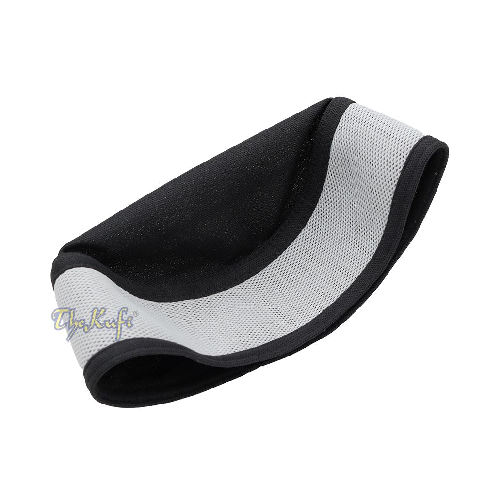 Black and Gray Madun Vented Top Pliable Two-Color Round Kufi Hat