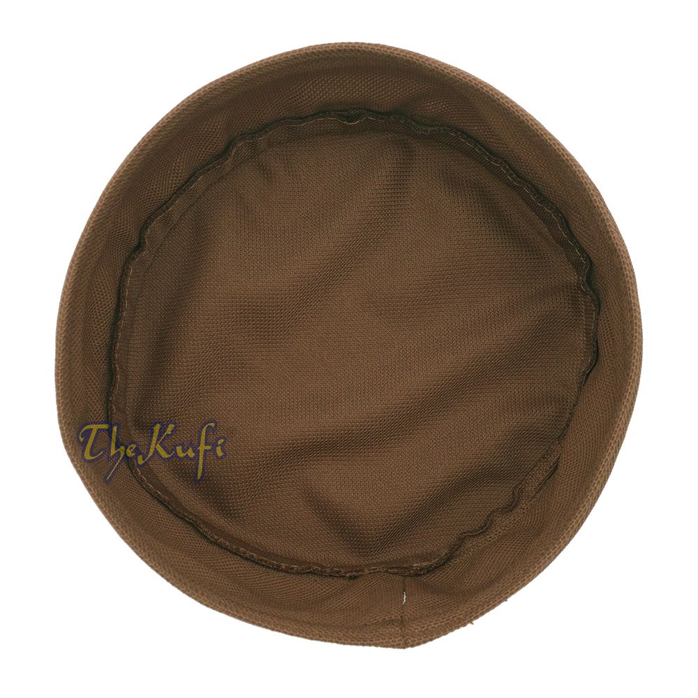 Brown and Light Brown Madun Vented Top Pliable Two-Color Round Kufi Hat