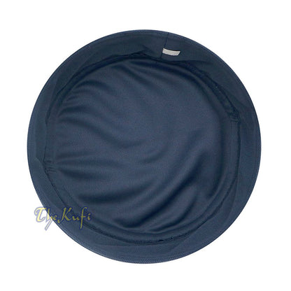 Blue and dark gray mesh Islamic kufi cap with breathable ventilated design from TheKufi.com.