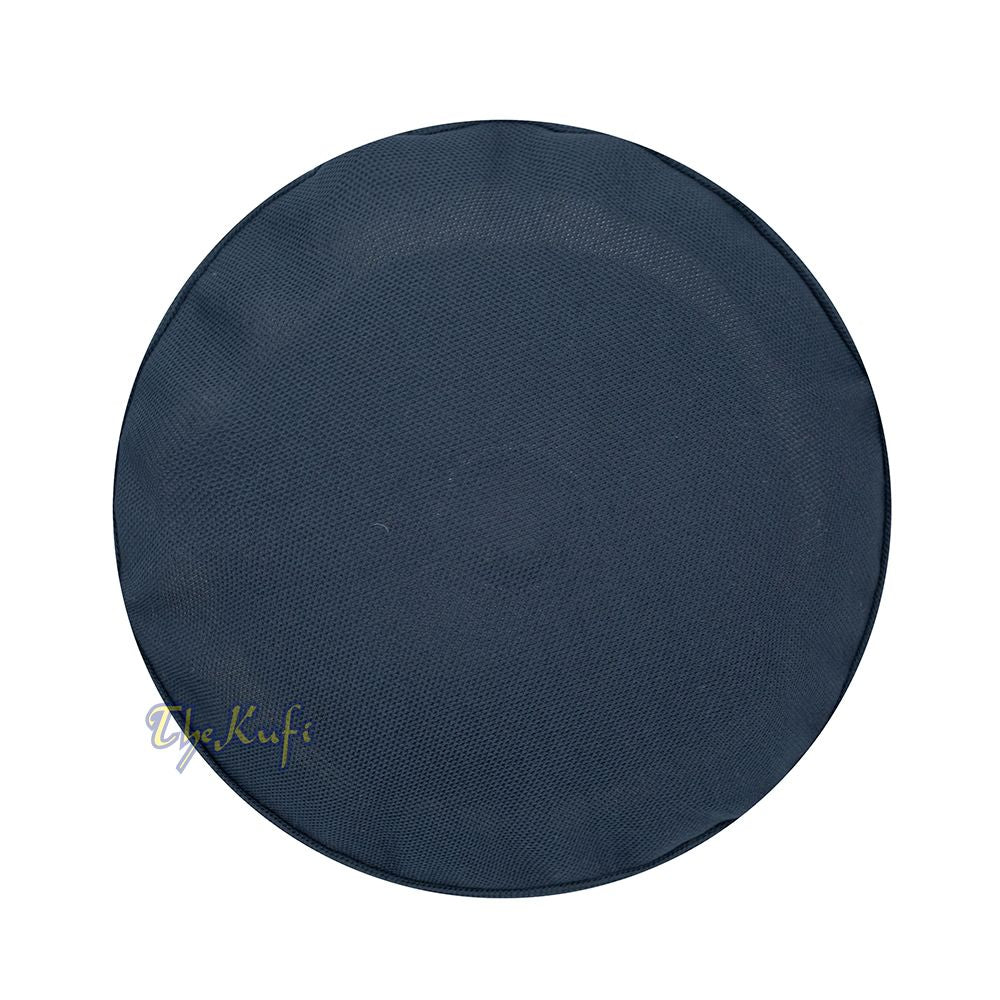 Dark Blue with Black Madun Vented Top Pliable Two-Color Round Kufi Hat
