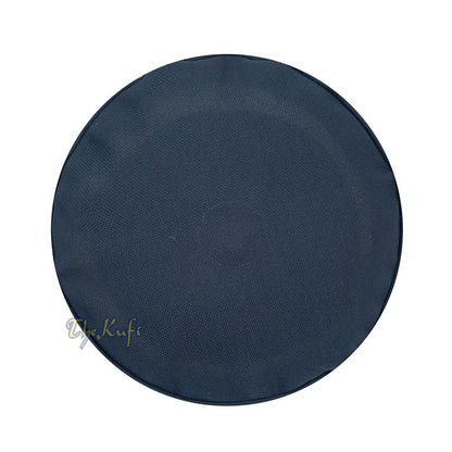 Dark Blue with Black Madun Vented Top Pliable Two-Color Round Kufi Hat