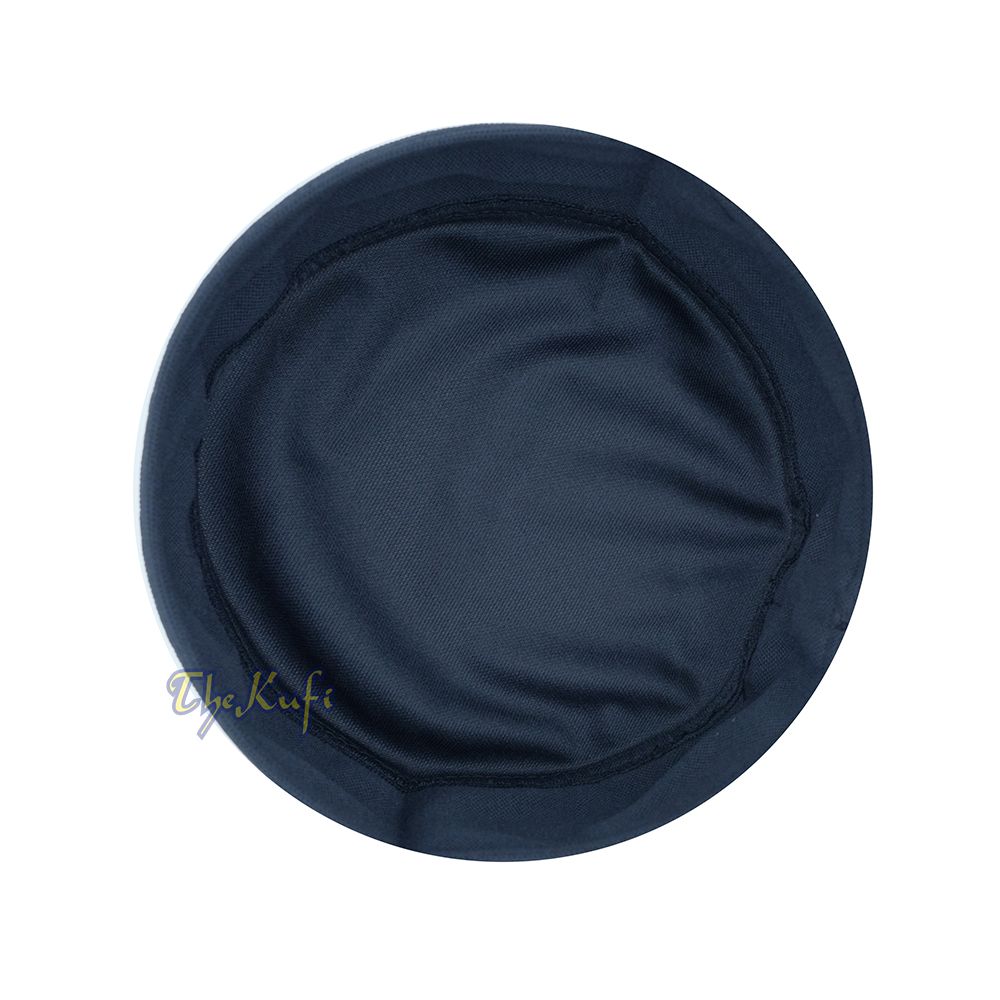 Dark Blue with Black Madun Vented Top Pliable Two-Color Round Kufi Hat