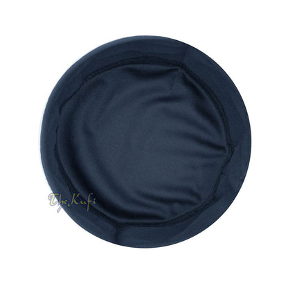 Dark Blue with Black Madun Vented Top Pliable Two-Color Round Kufi Hat