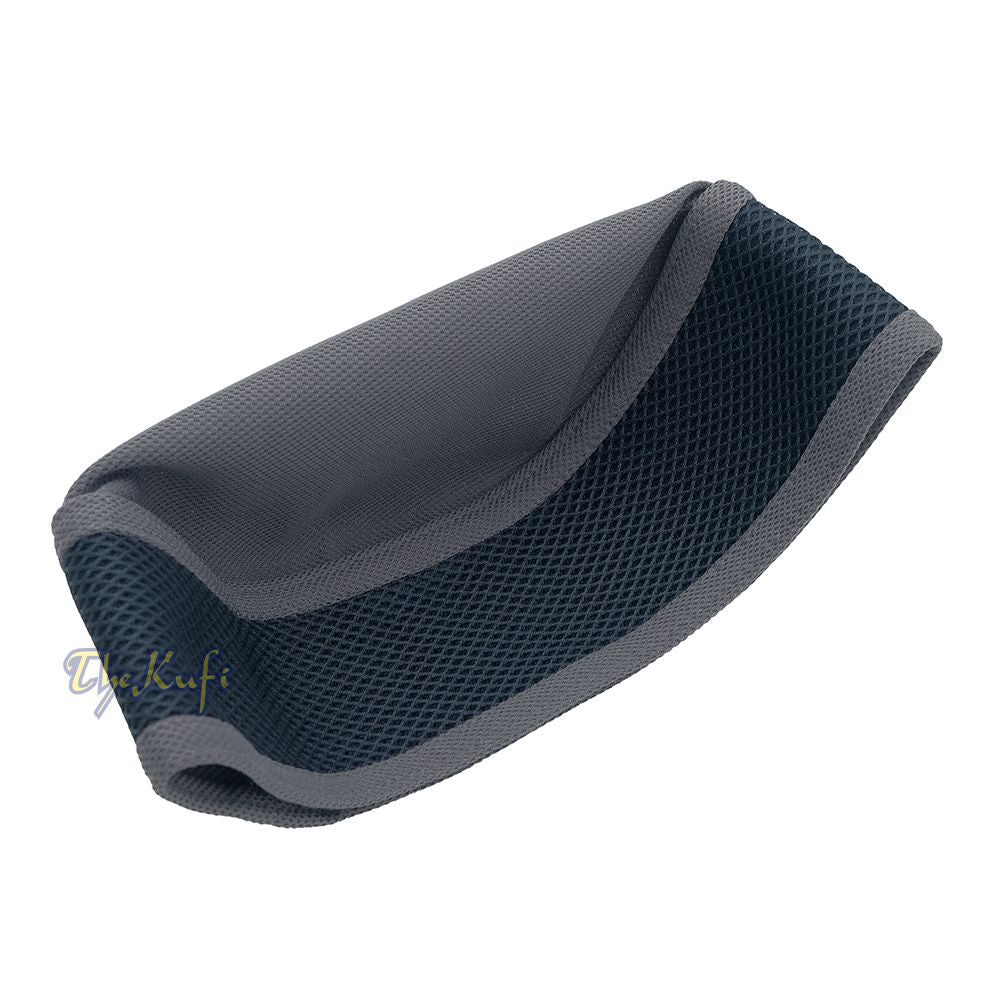 Dark Gray and Black Madun Vented Top Pliable Two-Color Round Kufi Hat