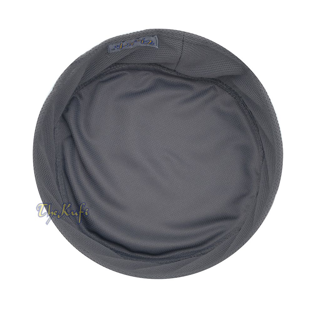 Dark Gray and Black Madun Vented Top Pliable Two-Color Round Kufi Hat