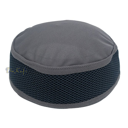 Dark Gray and Black Madun Vented Top Pliable Two-Color Round Kufi Hat