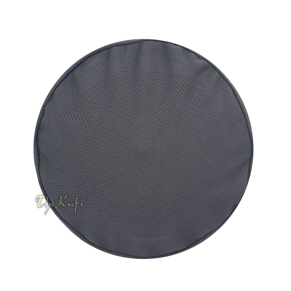 Dark Gray and Black Madun Vented Top Pliable Two-Color Round Kufi Hat