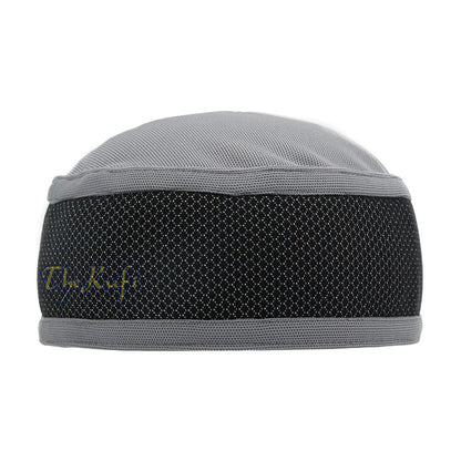 Gray and Silver Madun Vented Top Pliable Two-Color Round Kufi Hat