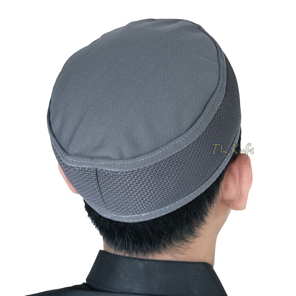 Gray Madun Vented Top Pliable Two-Color Round Kufi Hat