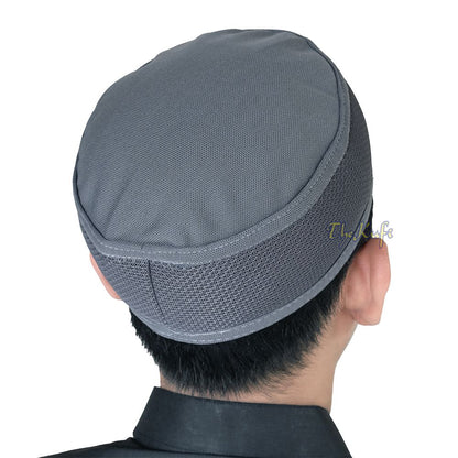 Gray Madun Vented Top Pliable Two-Color Round Kufi Hat