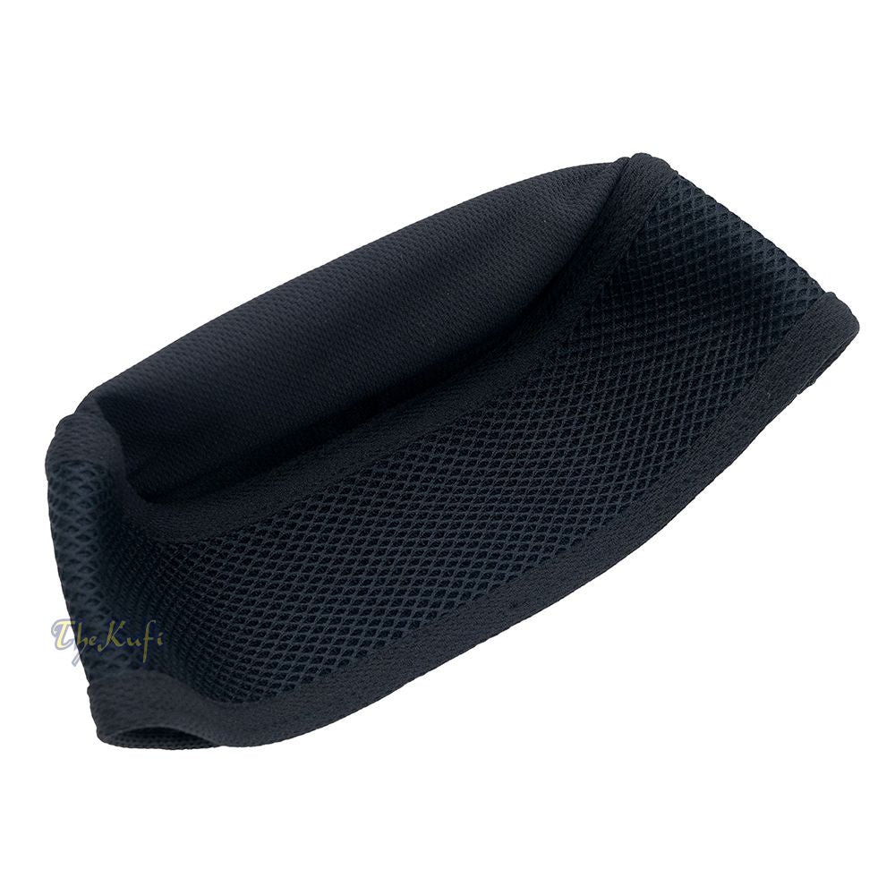 Black Madun Kufi – Pliable Round Black Net Sides Foldable Muslim Hat