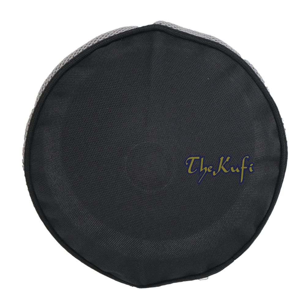 Black with Dark Gray Madun Vented Top Pliable Two-Color Round Kufi Hat