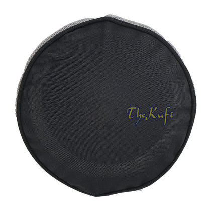 Black with Dark Gray Madun Vented Top Pliable Two-Color Round Kufi Hat