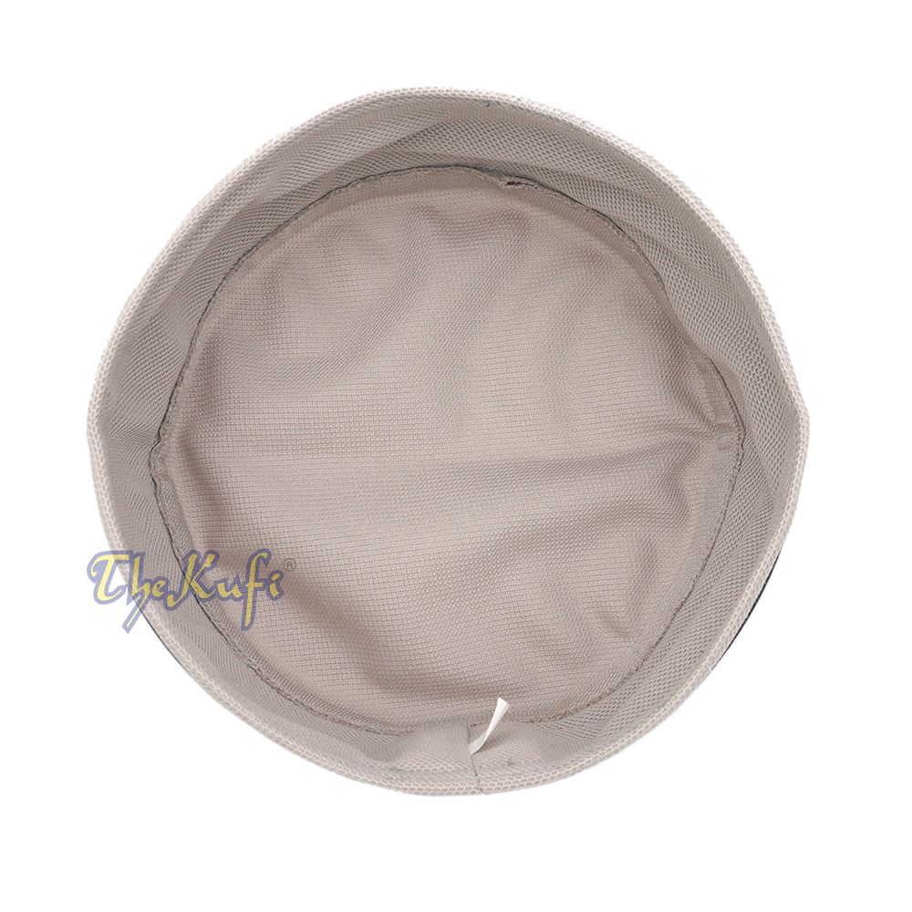 Light Khaki and Black Madun Vented Top Pliable Two-Color Round Kufi Hat