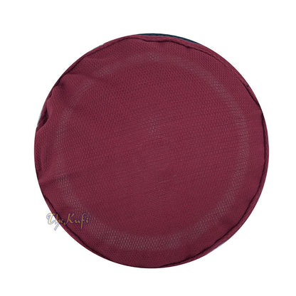 Maroon with Dark Gray Madun Vented Top Pliable Two-Color Round Kufi Hat