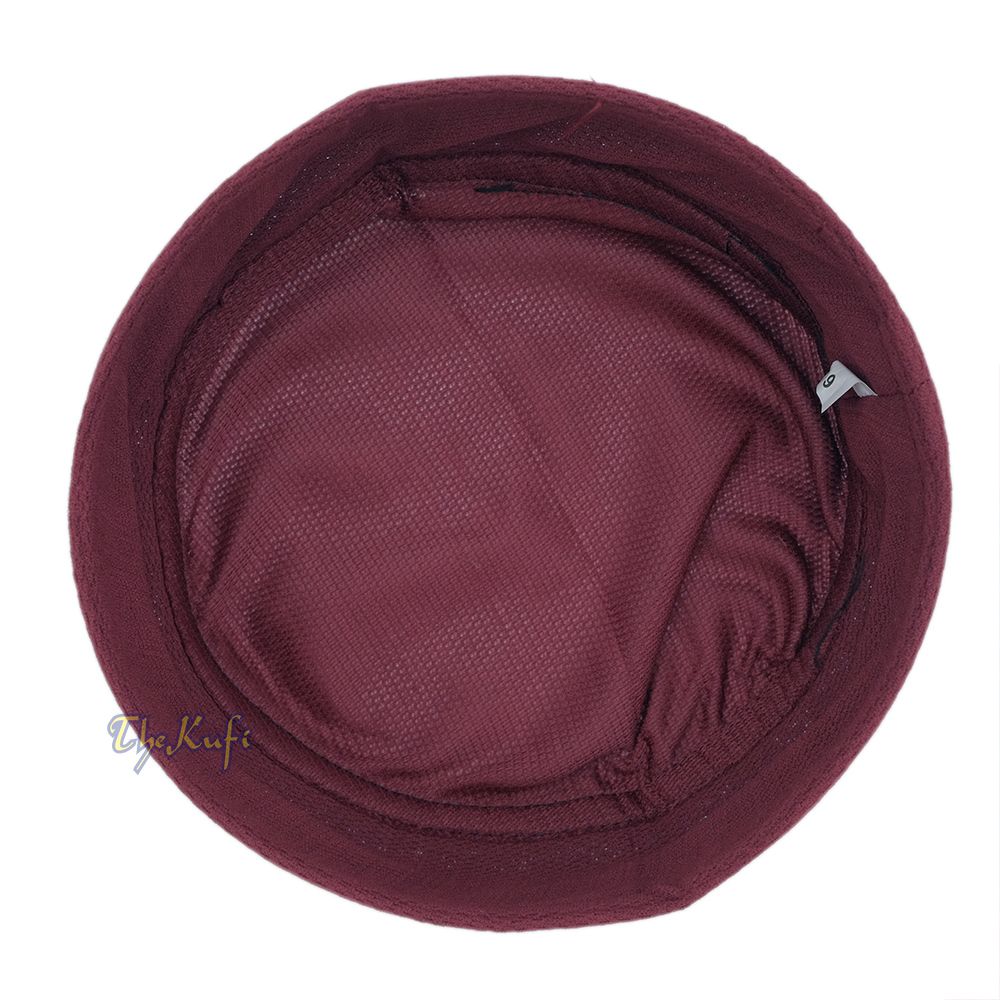 Maroon with Dark Gray Madun Vented Top Pliable Two-Color Round Kufi Hat