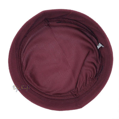 Maroon with Dark Gray Madun Vented Top Pliable Two-Color Round Kufi Hat