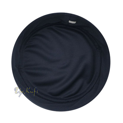 Full Dark Blue Madun Vented Top Pliable Two-Color Round Kufi Hat