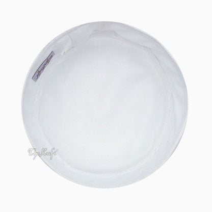 Full White Madun Vented Top Pliable Round Kufi Hat