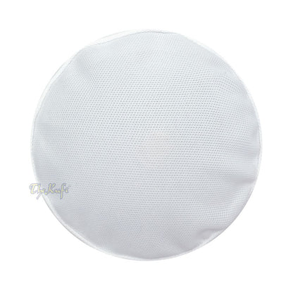 Full White Madun Vented Top Pliable Round Kufi Hat