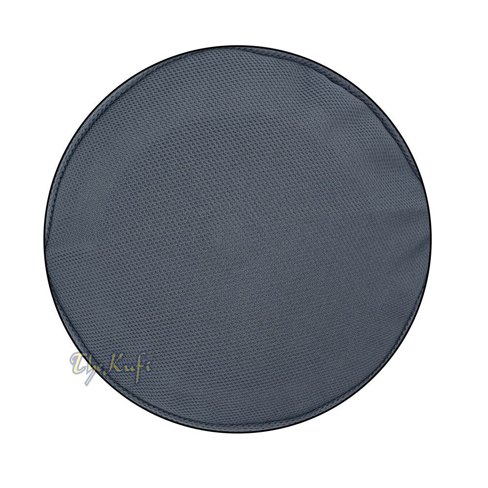 Gray with Dark Gray Madun Vented Top Pliable Two-Color Round Kufi Hat