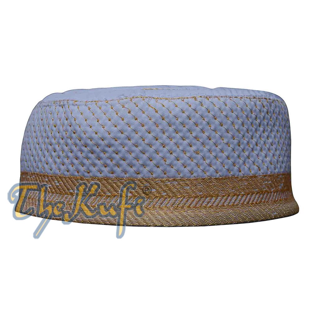 Buy 1 Get 1 Free! White Padded Hat with Gold Embroidery