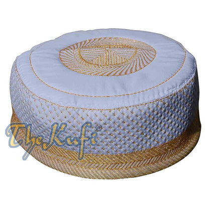 Buy 1 Get 1 Free! White Padded Hat with Gold Embroidery