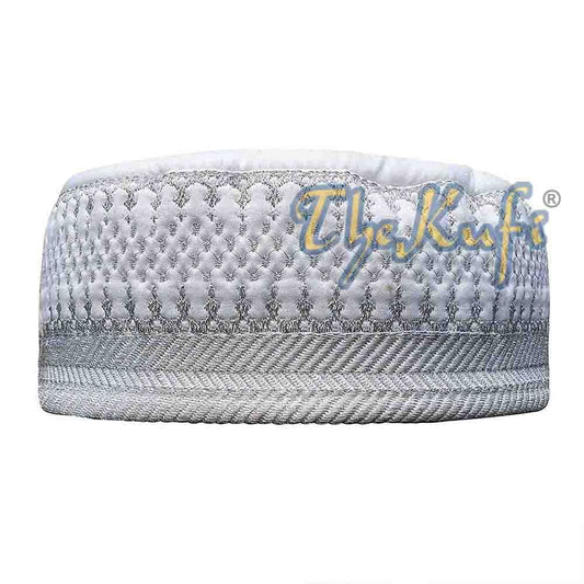 White Quilted Hat with Silver Embroidery