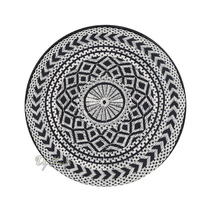 SIlver Embroidery Bugis Kufi Hat – Arrow Diamond Design Rigid Muslim Fashion Cap