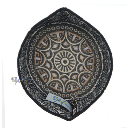 Buy 1 Get 1 Free! Omani Black Base with Silver Brown Arch Embroidery Kufi