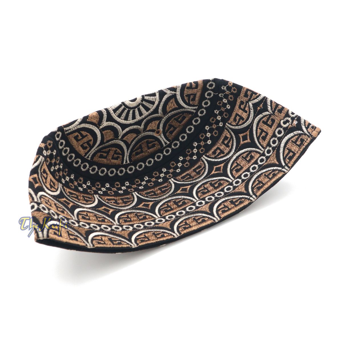 Buy 1 Get 1 Free! Omani Black Base with Silver Brown Arch Embroidery Kufi