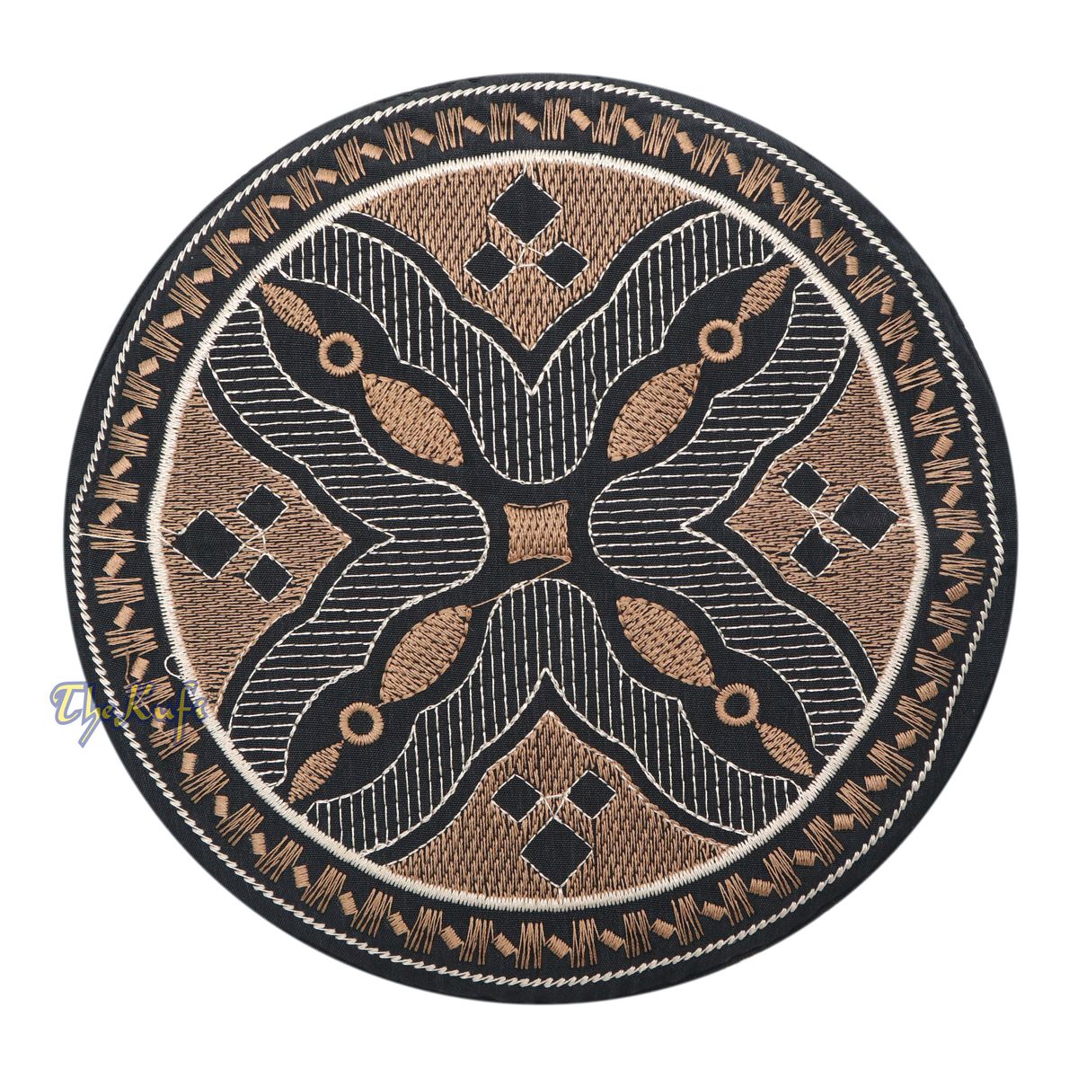 Omani Black Base with Silver Brown Cloud Embroidery Kufi