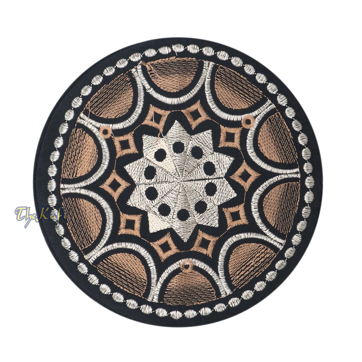 Omani Black Base with Silver Brown Plain Arch Embroidery Kufi