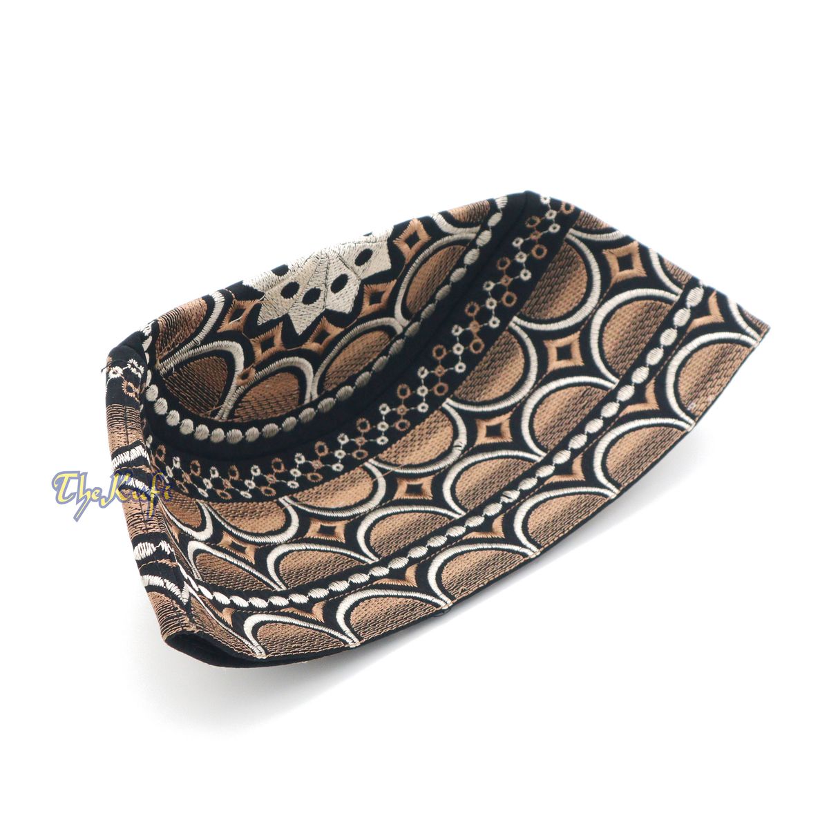 Buy 1 Get 1 Free! Omani Black Base with Silver Brown Plain Arch Embroidery Kufi