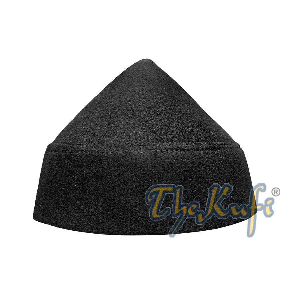 Black Naqshibandi Sufi Taj Faux Felt Pointed Kufi Hat