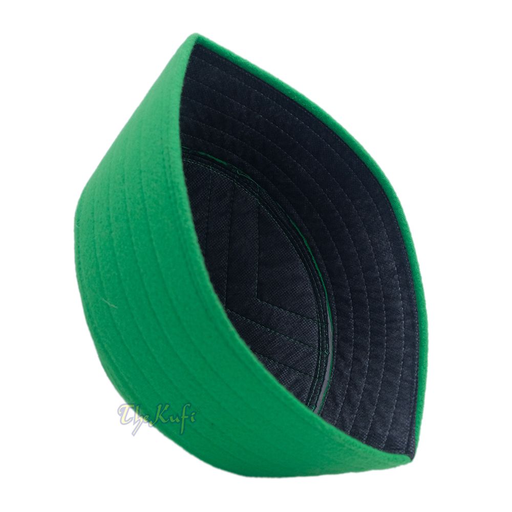 Green Naqshibandi Sufi Taj Faux Felt with Stitching Pointed Design Top Kufi Hat