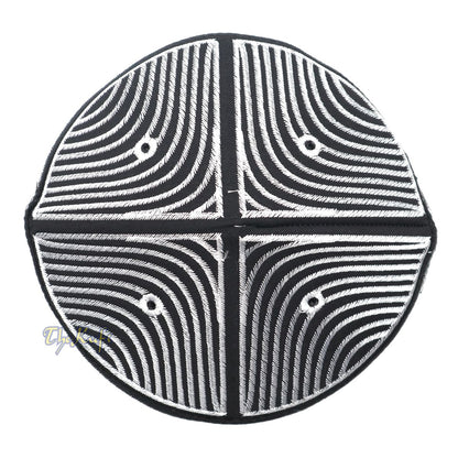 Exclusive Black Round Peak-Top Wave Design Kufi Hat with Silver-Tone Embroidery Semi-Rigid Taj Crown Cap