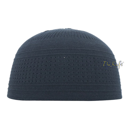Extra Dark Blue Cotton Stretch-Knit Kufi Hat Skull Cap